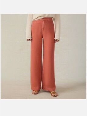 Women’s Faherty linen strider pant rust size small